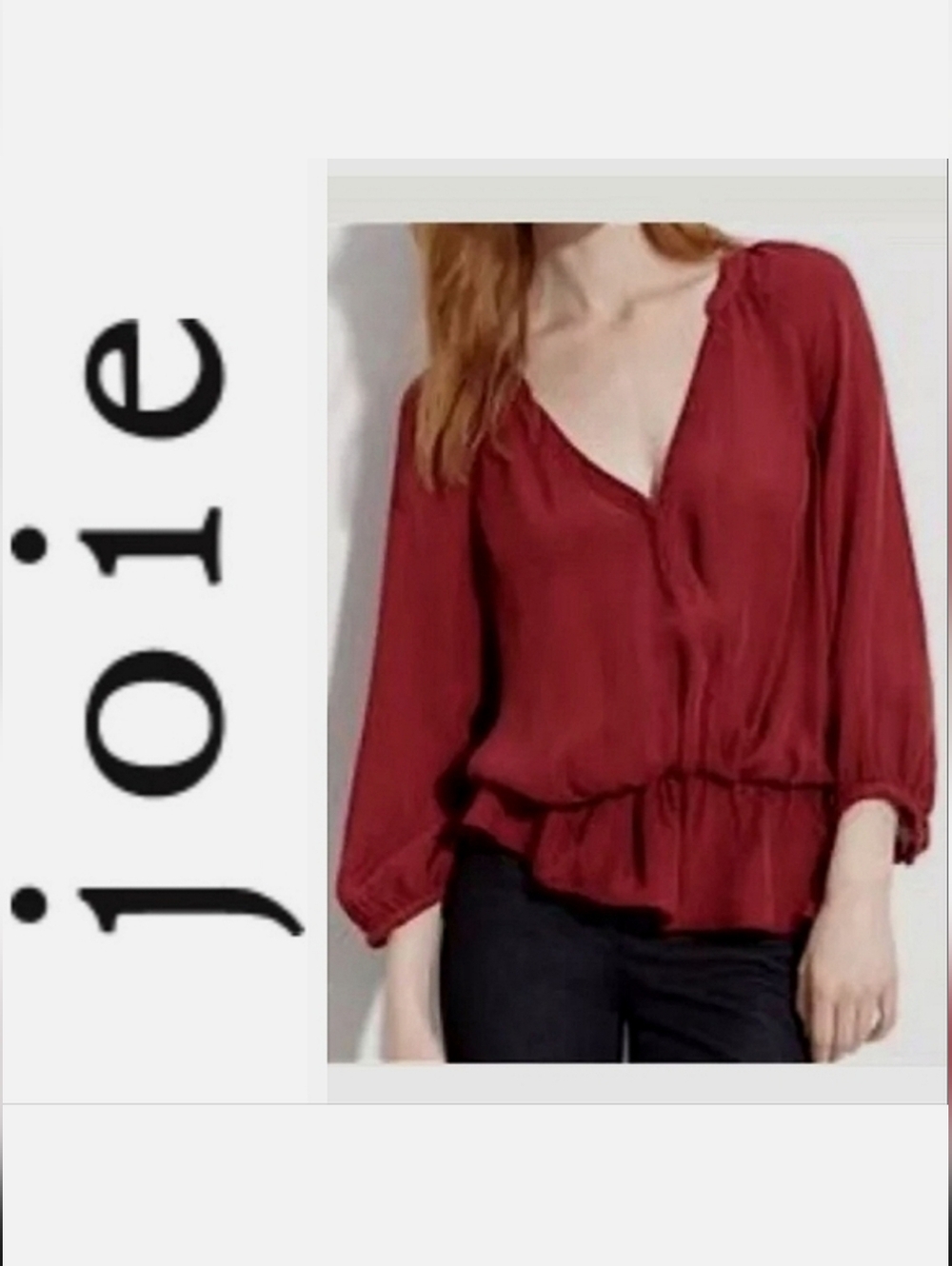 Joie Lourve Wrap Top Red 100% Silk Surplice Blouse Size S